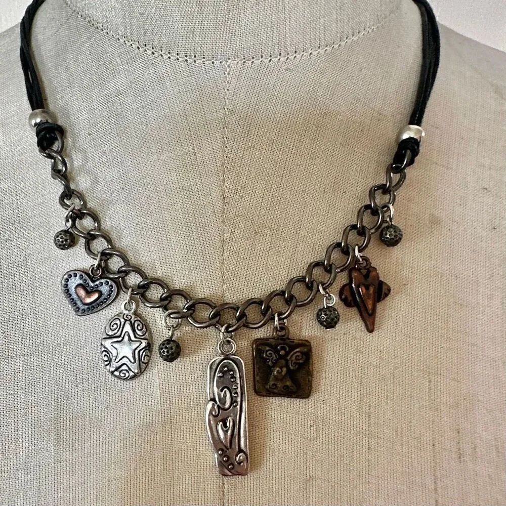 Mixed-Metal Artisan Charm Necklace